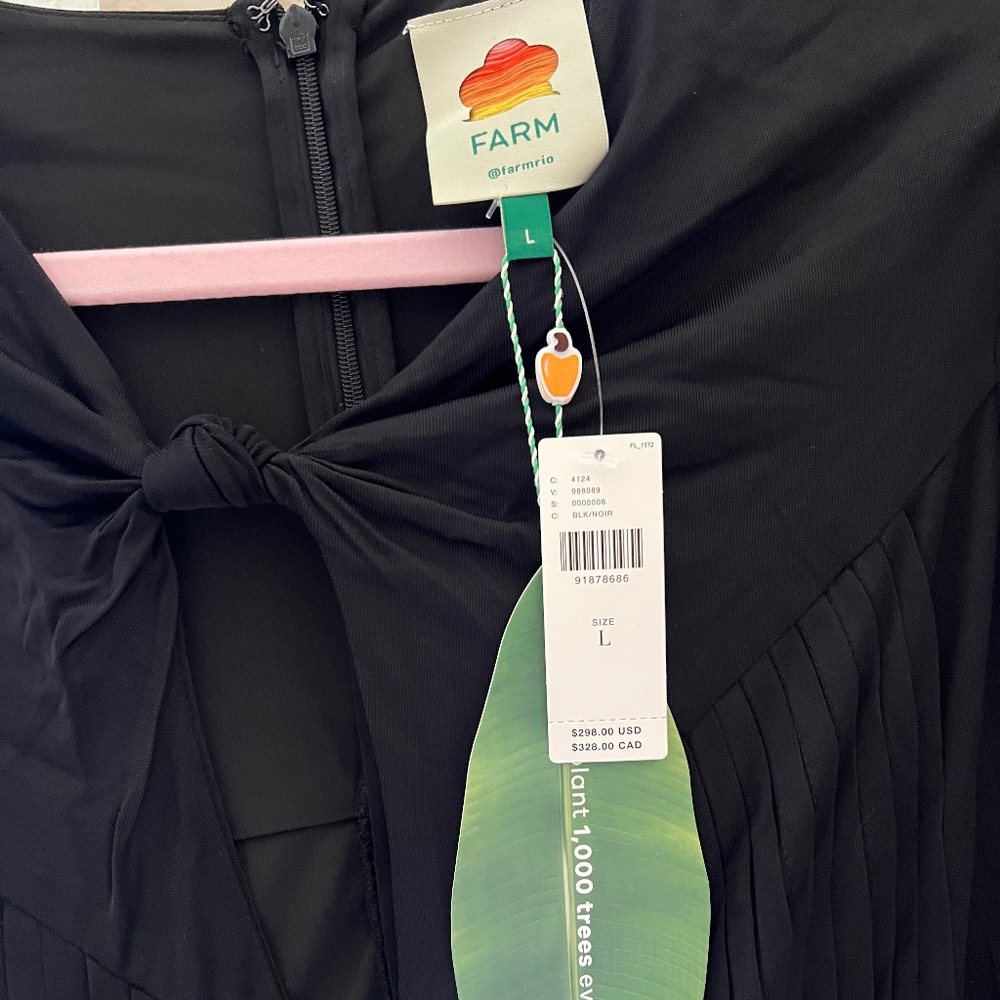 NWT Farm Rio Black Long-Sleeve Knot Jumpsuit SIZE L - Picture 5 of 5